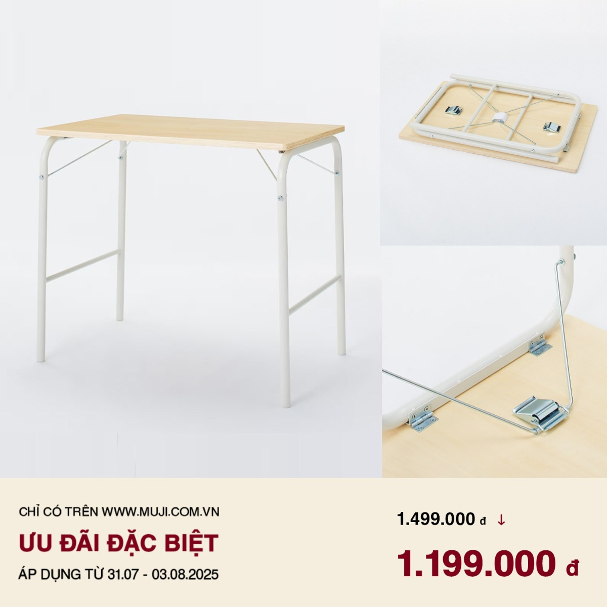 MUJI Steel Pipe Table - Off white