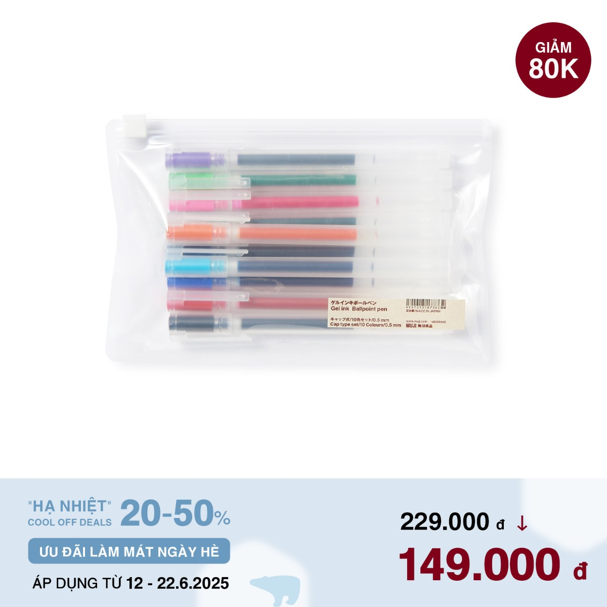 Gel ink ballpoint pen Cap type set 10 Colours