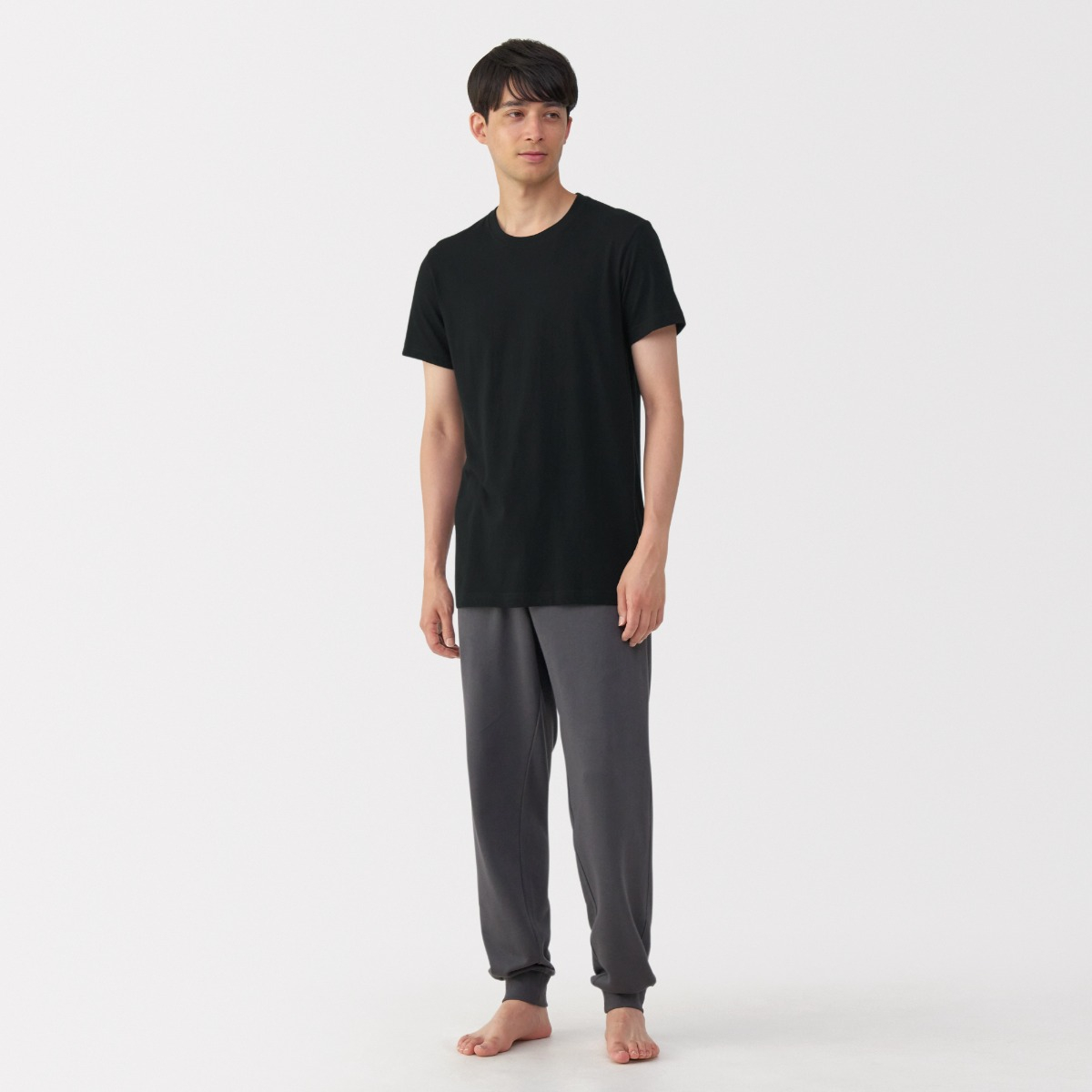 MUJI Bộ 2 Áo Thun Cotton Cổ Tròn Tay Ngắn Không Đường May Bên