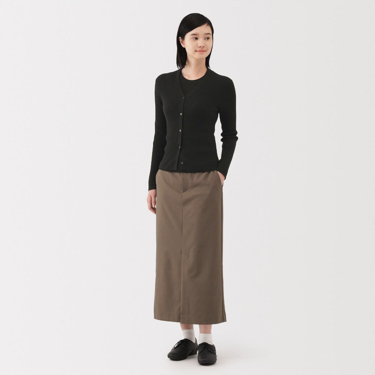 MUJI Áo Cardigan Cổ Chữ V Vải Lyocell