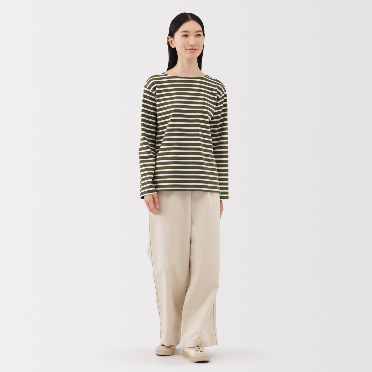 MUJI W'S Heavy Weight Boat Neck L/Slv T-Shirt