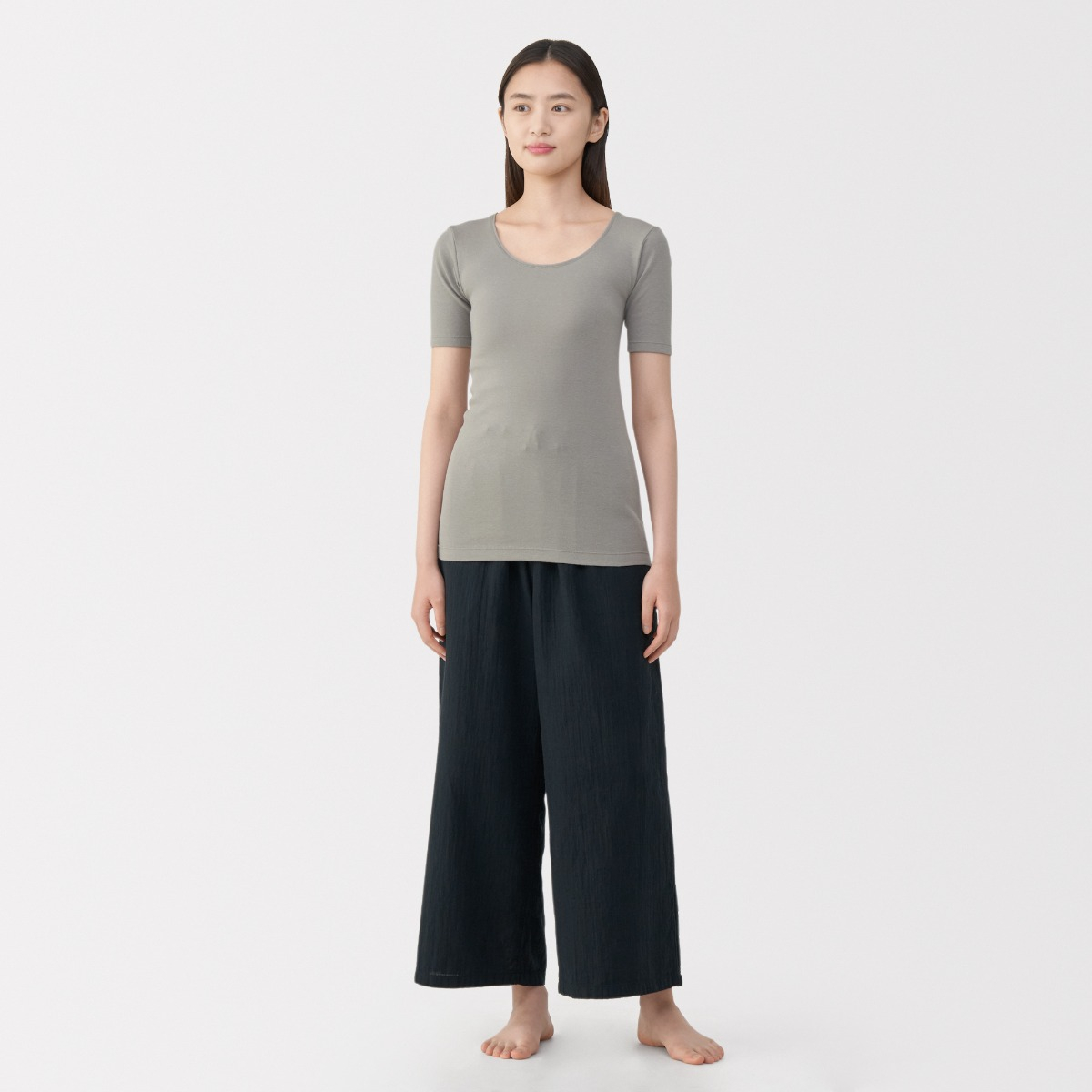 MUJI W'S Warm Cotton S/Slv T-Shirt