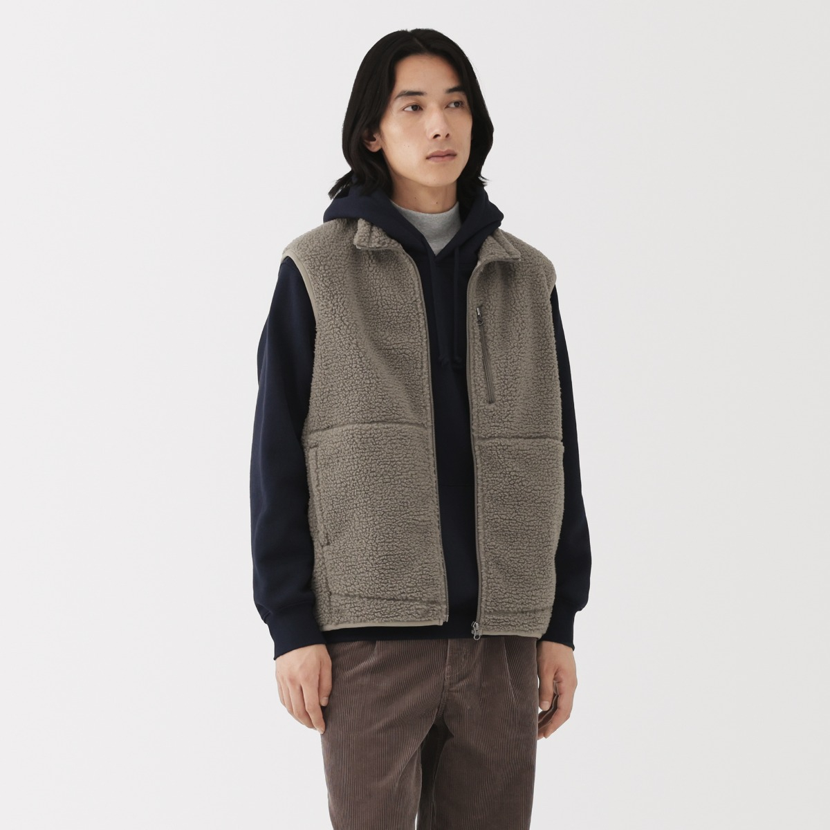 MUJI Áo Vest Nam Vải Boa Fleece