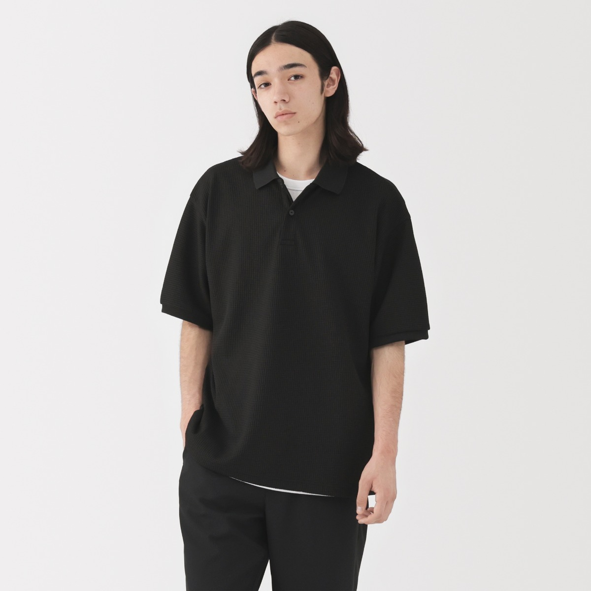 MUJI Áo Polo Nam Waffle Chống UV Nhanh Khô Tay Ngắn