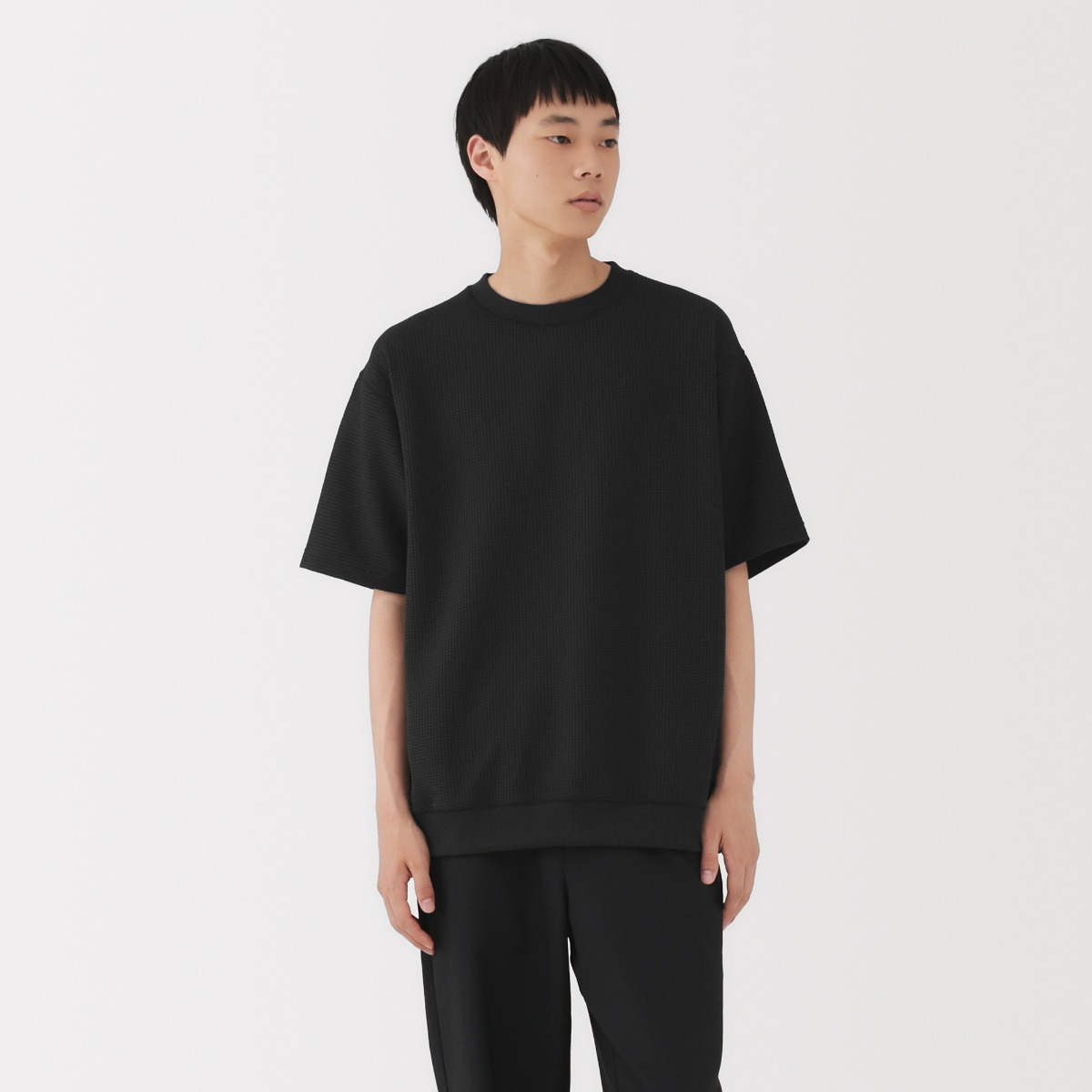 MUJI Áo Thun Nam Waffle Chống Uv Nhanh Khô Cổ Tròn Tay Ngắn