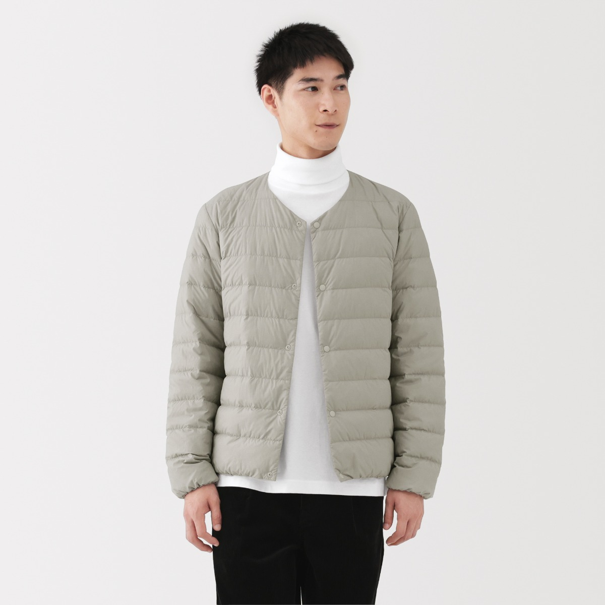 MUJI M'S Light Weight Down Collarless Jacket(Carry)