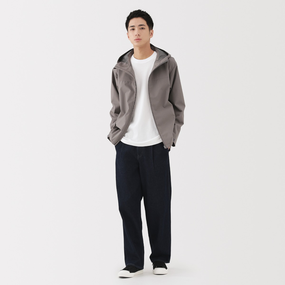 MUJI Áo Khoác Nam Chống Thấm Nước Có Mũ