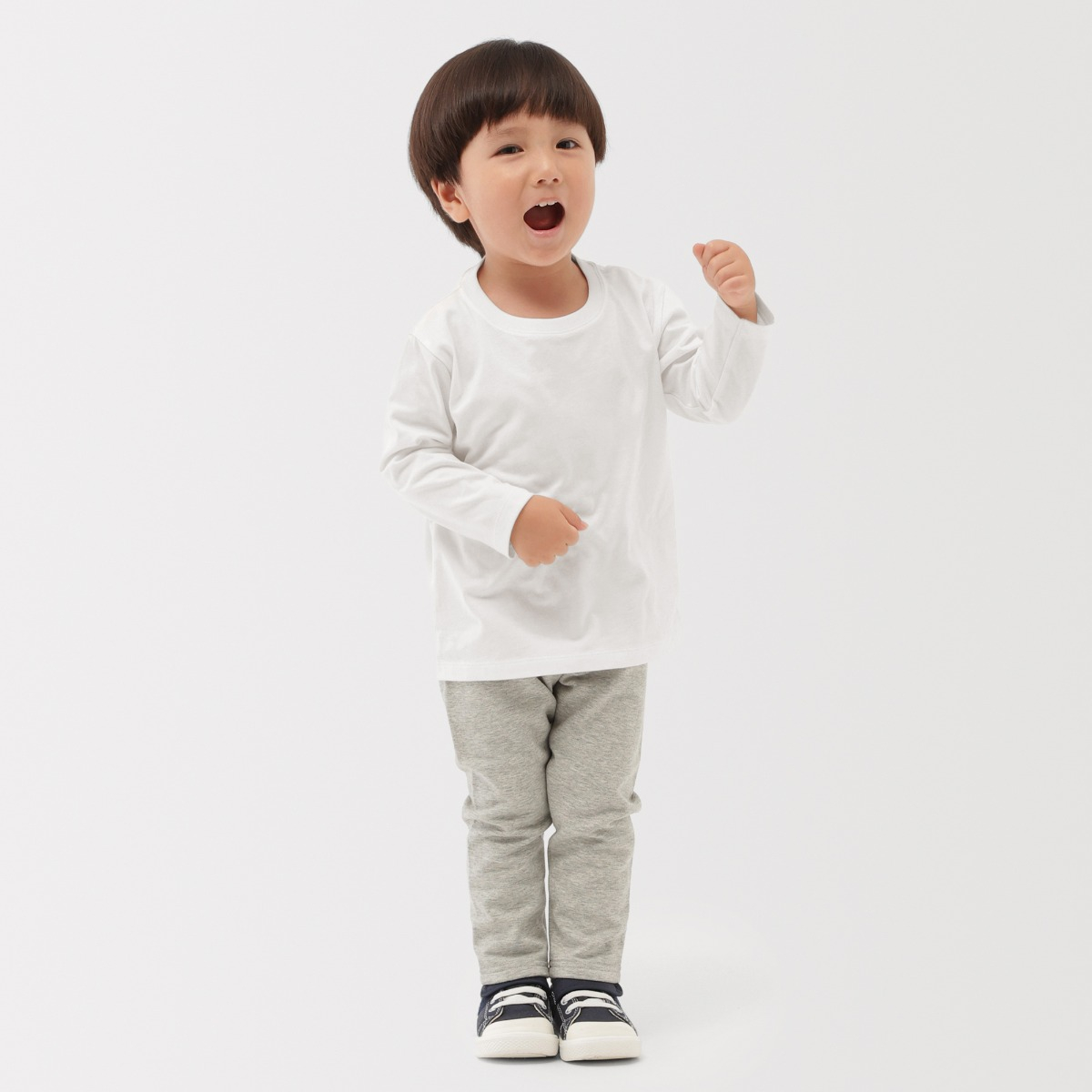 MUJI Áo Thun Cổ Tròn Vải Cotton Dài Tay (trơn)