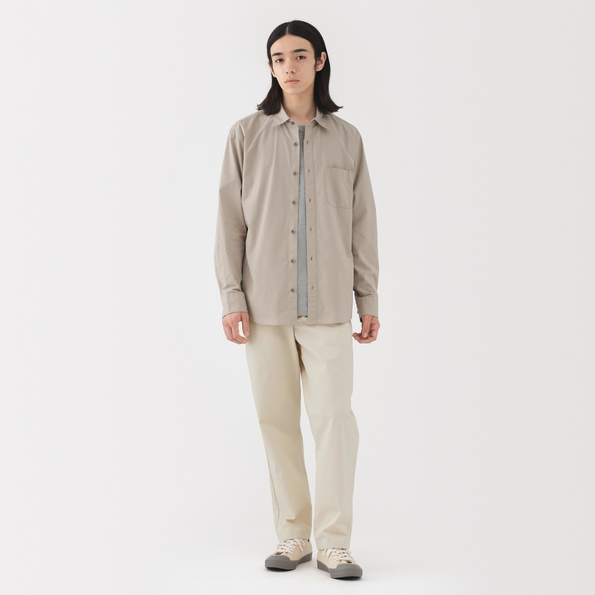 MUJI M'S Washed Denim Easy Pants (Natural)