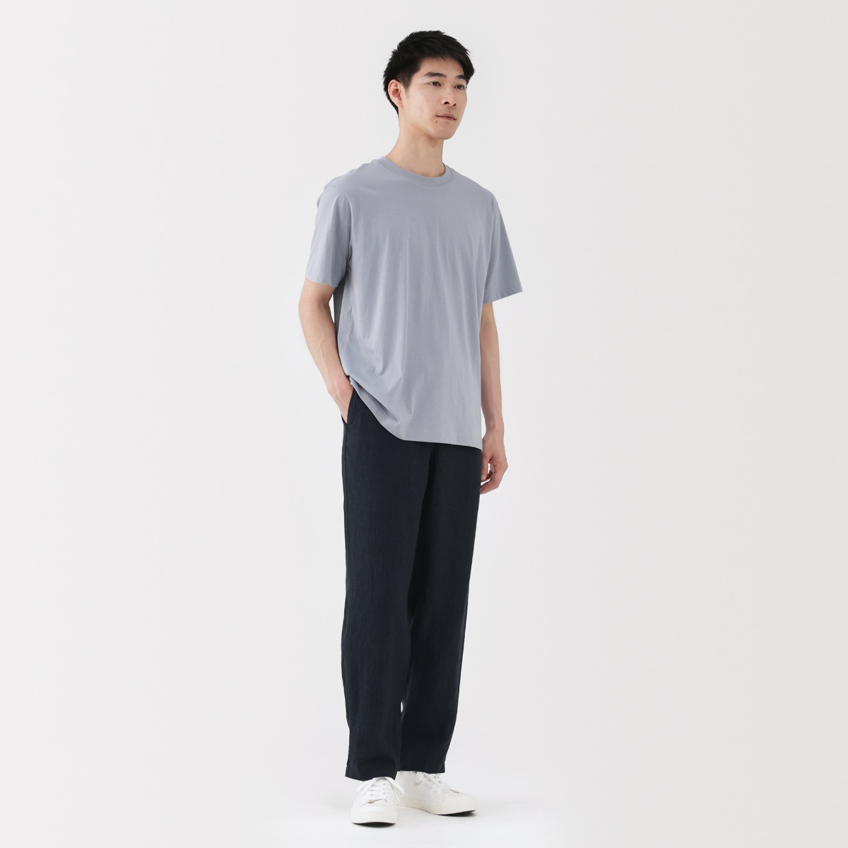 MUJI Quần Nam Vải Washed Linen Ống Rộng