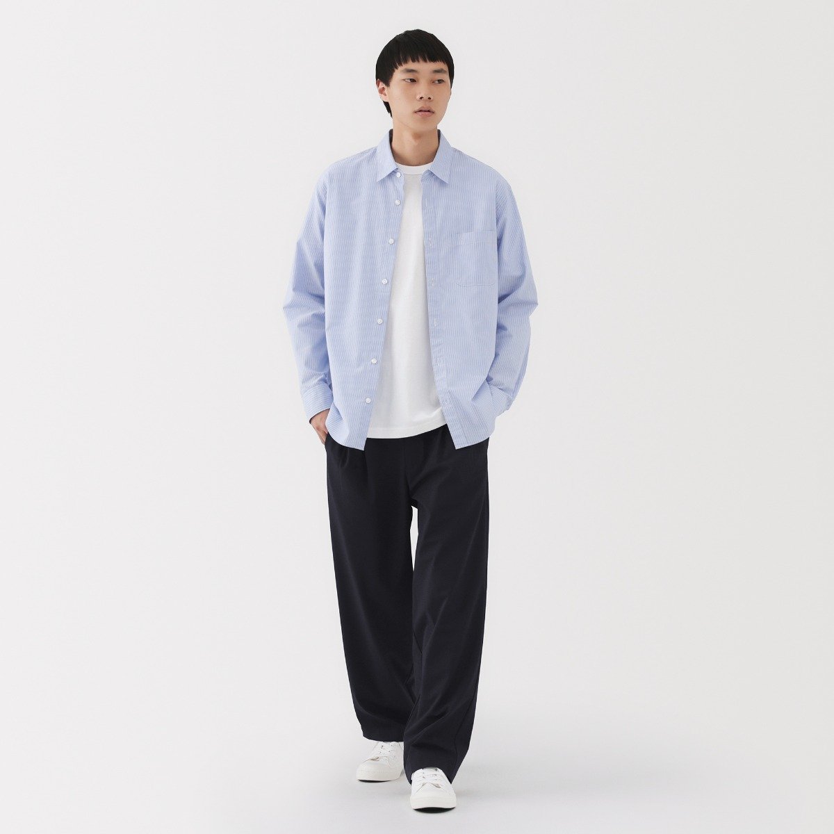 MUJI Quần Nam Nhanh Khô Ống Rộng Xếp Ly