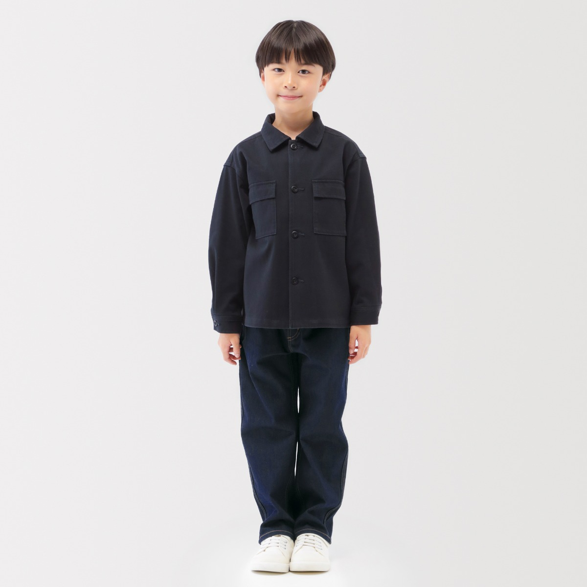 MUJI Quần Chino Loose Fit Co Giãn Vải Denim - Trẻ Em