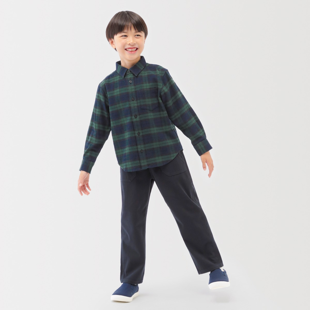 MUJI Áo Sơ Mi Vải Flannel Double-brushed Dài Tay - Trẻ Em