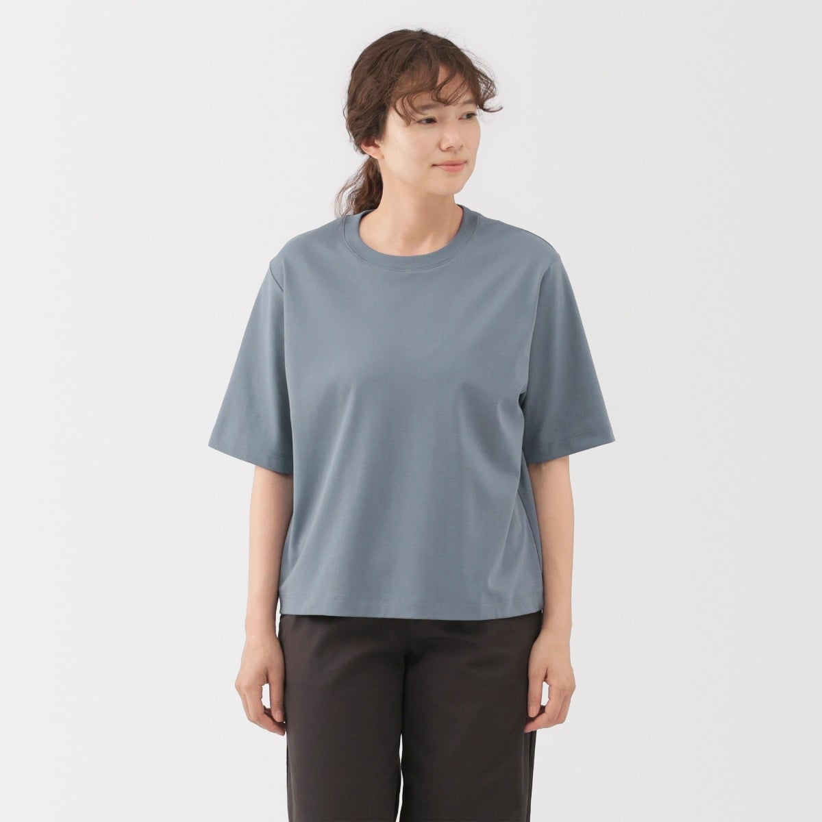 MUJI W's Cool Touch Crew Neck Wide-fit S/Slv T-shirt (Asean)