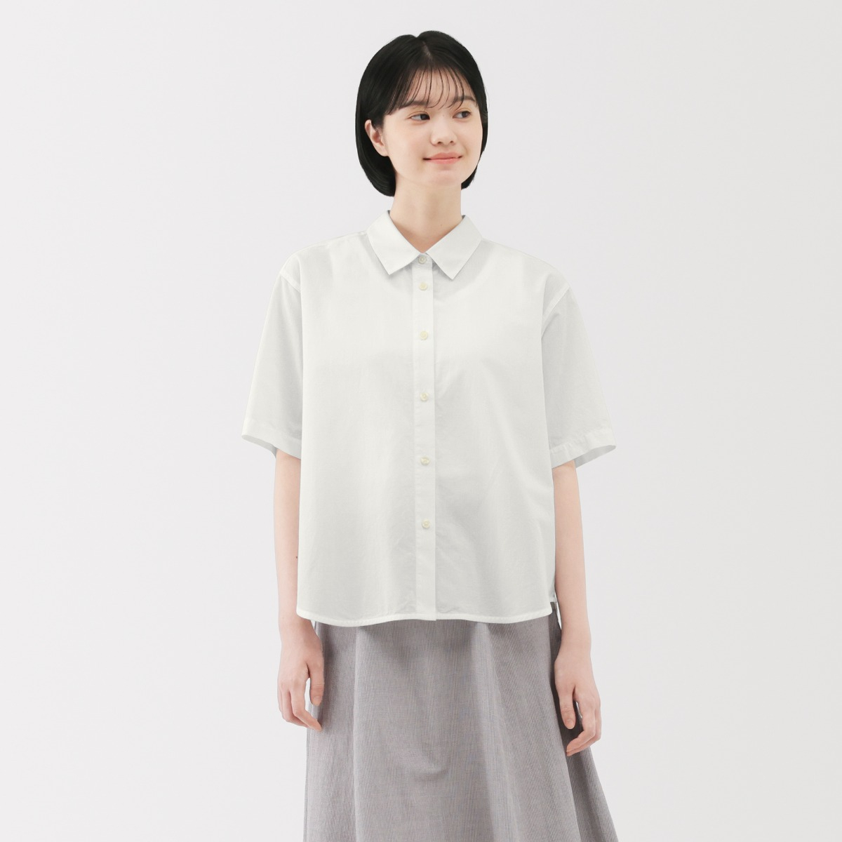 MUJI Áo Sơ Mi Cổ Thường Tay Ngắn Vải Cool Touch