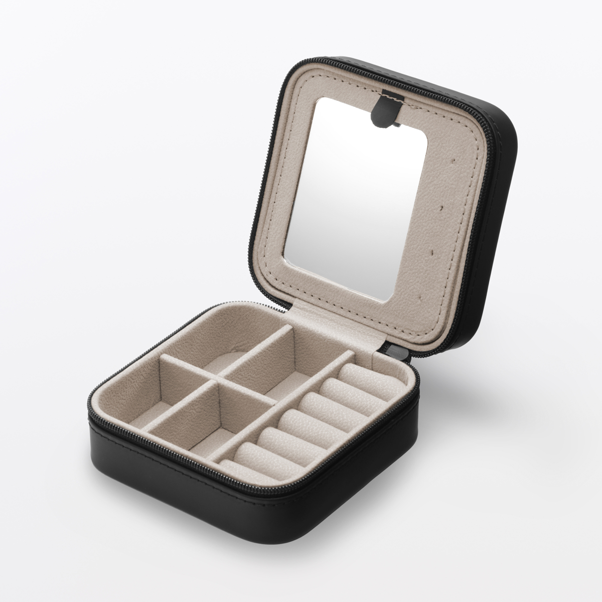 MUJI Hộp Đựng Phụ Kiện Có Gương- Hình Vuông - Đen