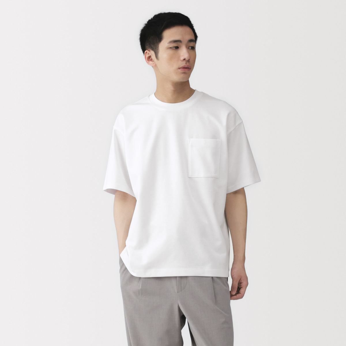 MUJI M'S Cool Touch Wide-Fit S/Slv T-Shirt