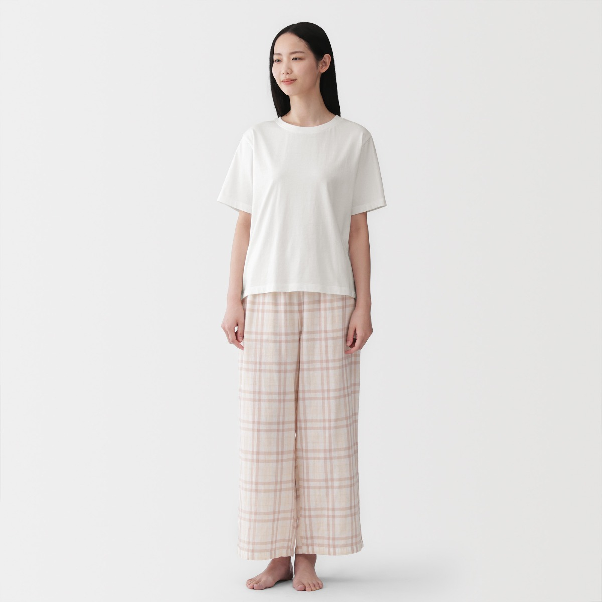 MUJI Bộ Mặc Nhà Vải Xô 2 Lớp Tay Ngắn