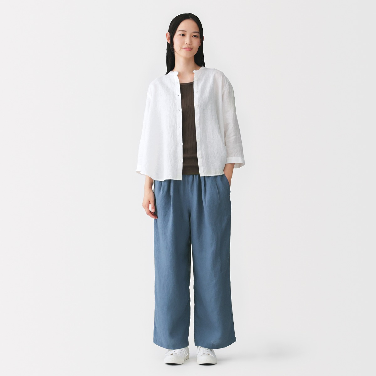 MUJI Quần Rộng Vải Linen