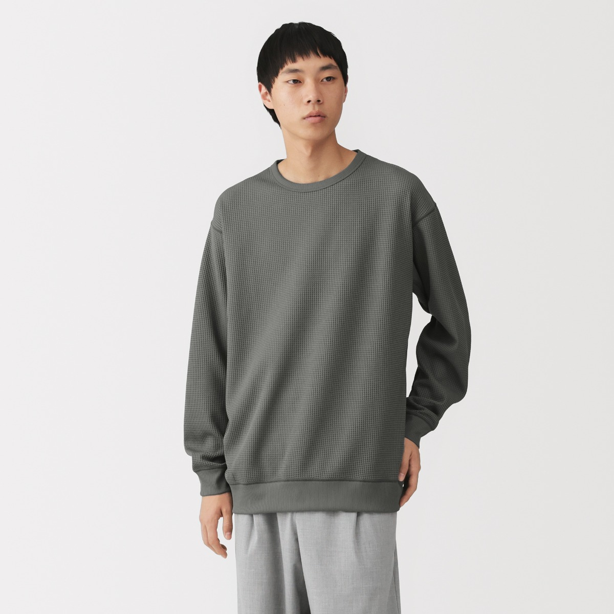 MUJI Áo Thun Nam Waffle Chống Uv Nhanh Khô Cổ Tròn Tay Dài