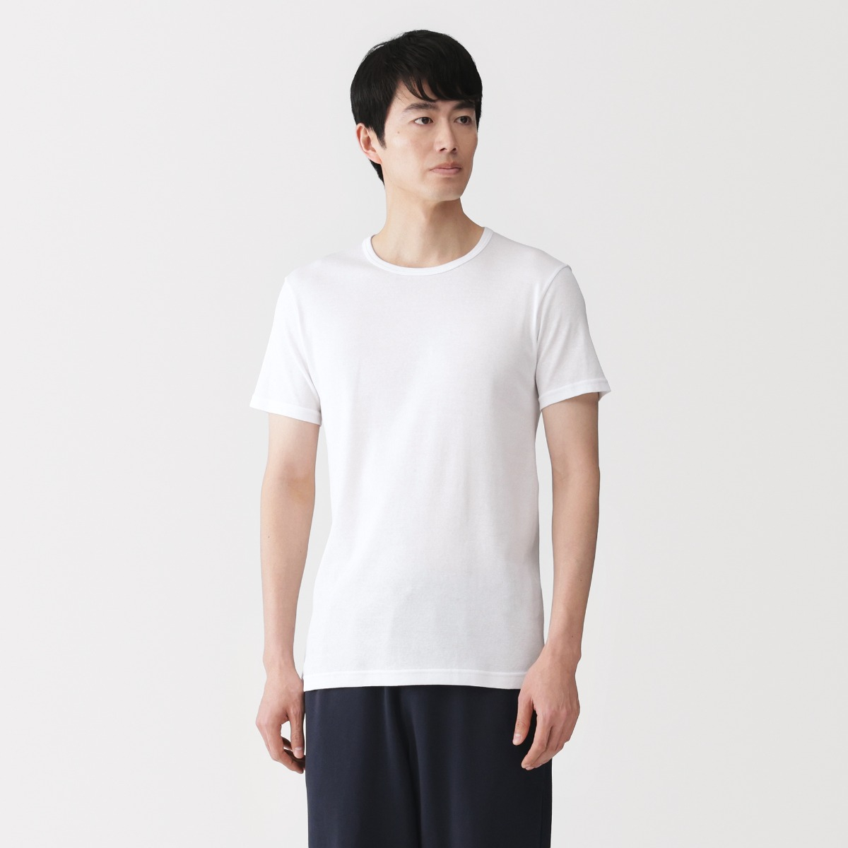 MUJI Áo Thun Cotton Cổ Tròn Ngắn Tay Thấm Hút Mồ Hôi