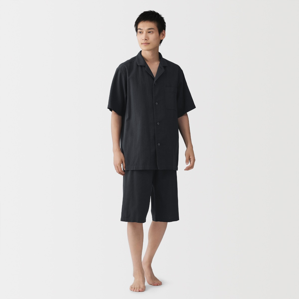 MUJI Bộ Đồ Ngủ Tay Ngắn Vải Seersucker - Nam