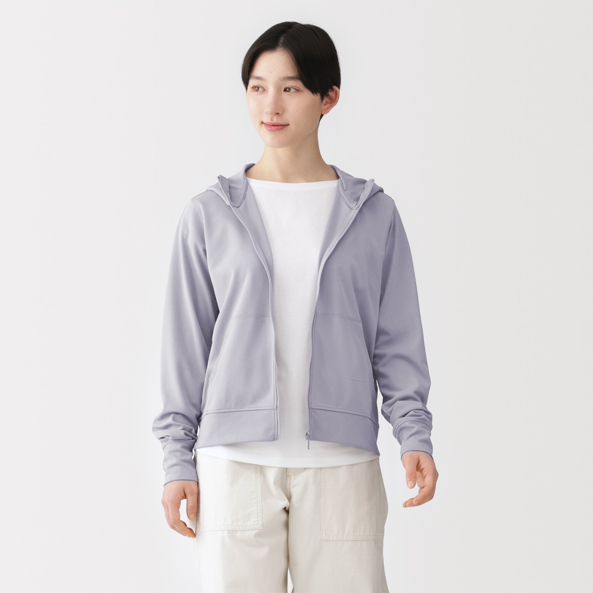 MUJI Áo Khoác Có Mũ Chống Tia Uv Khô Nhanh Có Khóa Kéo