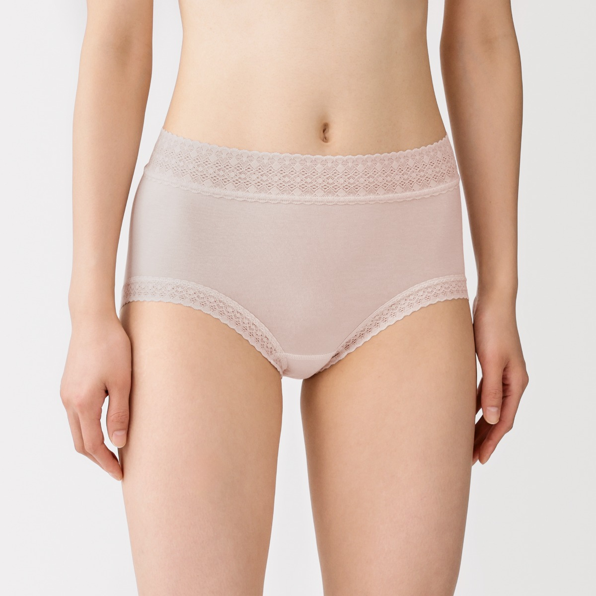 MUJI Quần Lót Lưng Cao Vải Lyocell Viền Ren Cho Cho Nữ