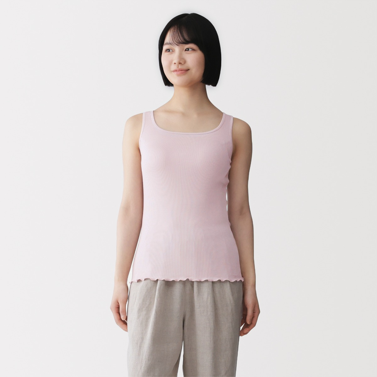 MUJI W'S Lyocell Blended Ribbed Bra Tank Top