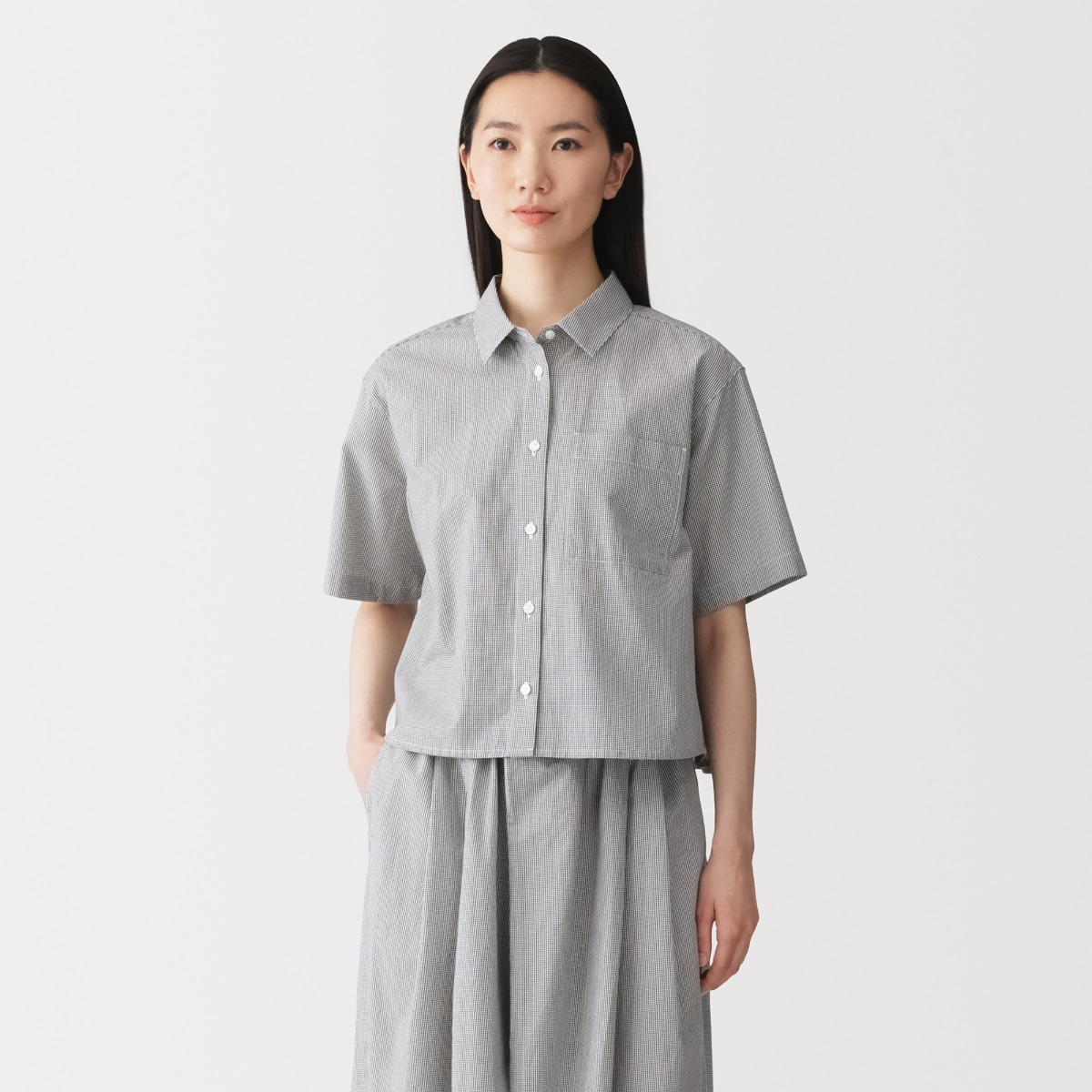 MUJI Áo Sơ Mi Tay Ngắn Vải Cool Touch