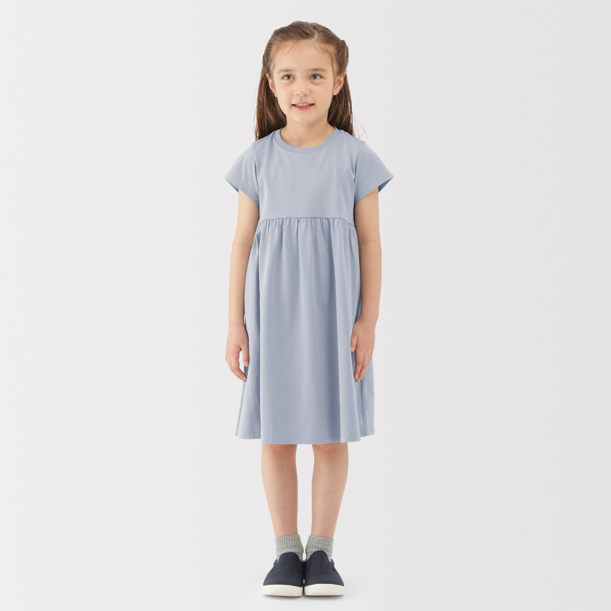 MUJI Đầm Thun Cool Touch Cổ Tròn Ngắn Tay - Trẻ Em