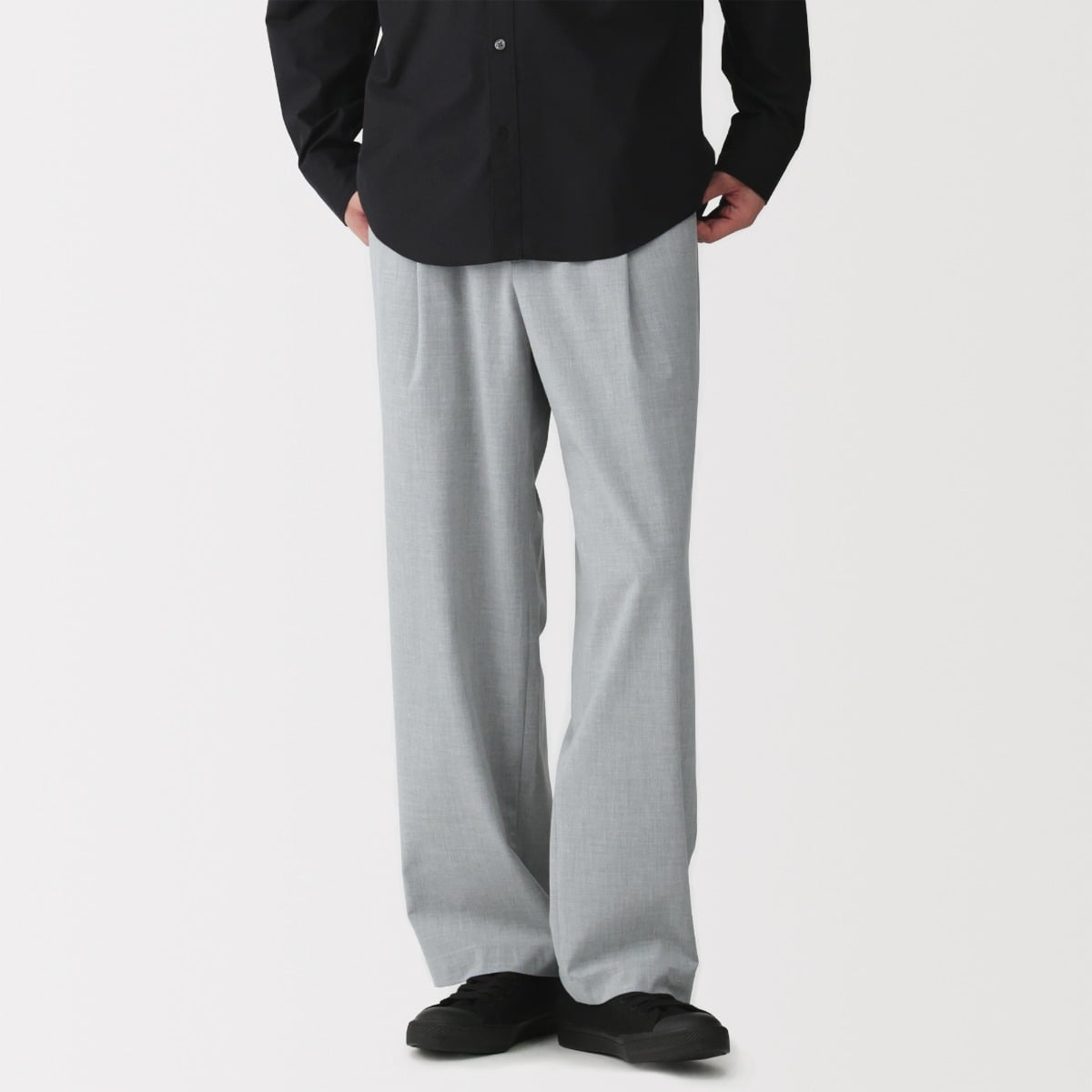 MUJI Quần Nam Nhanh Khô Ống Rộng Xếp Ly