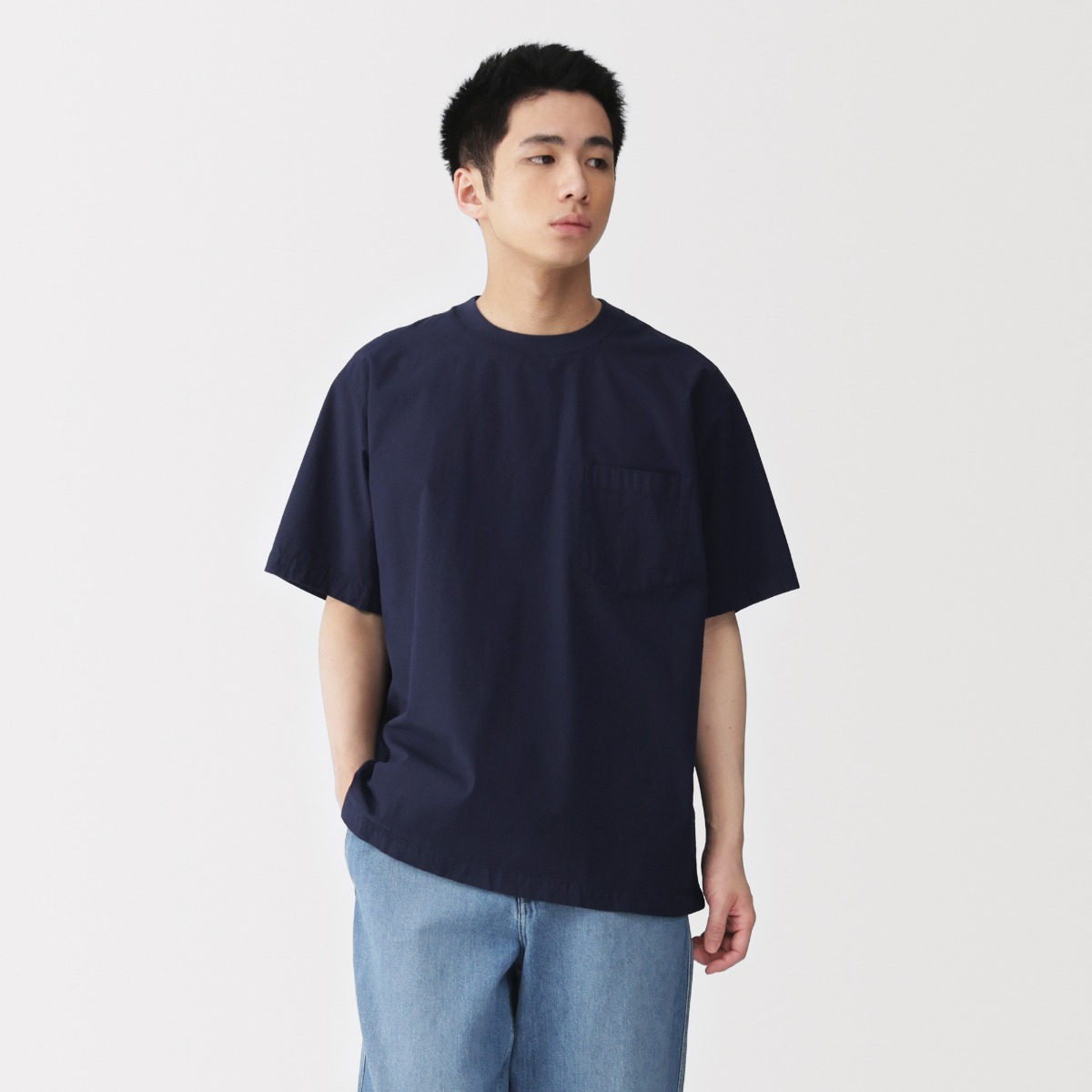 MUJI Áo Sơ Mi Nam Vải Cool Touch Dệt Tay Ngắn