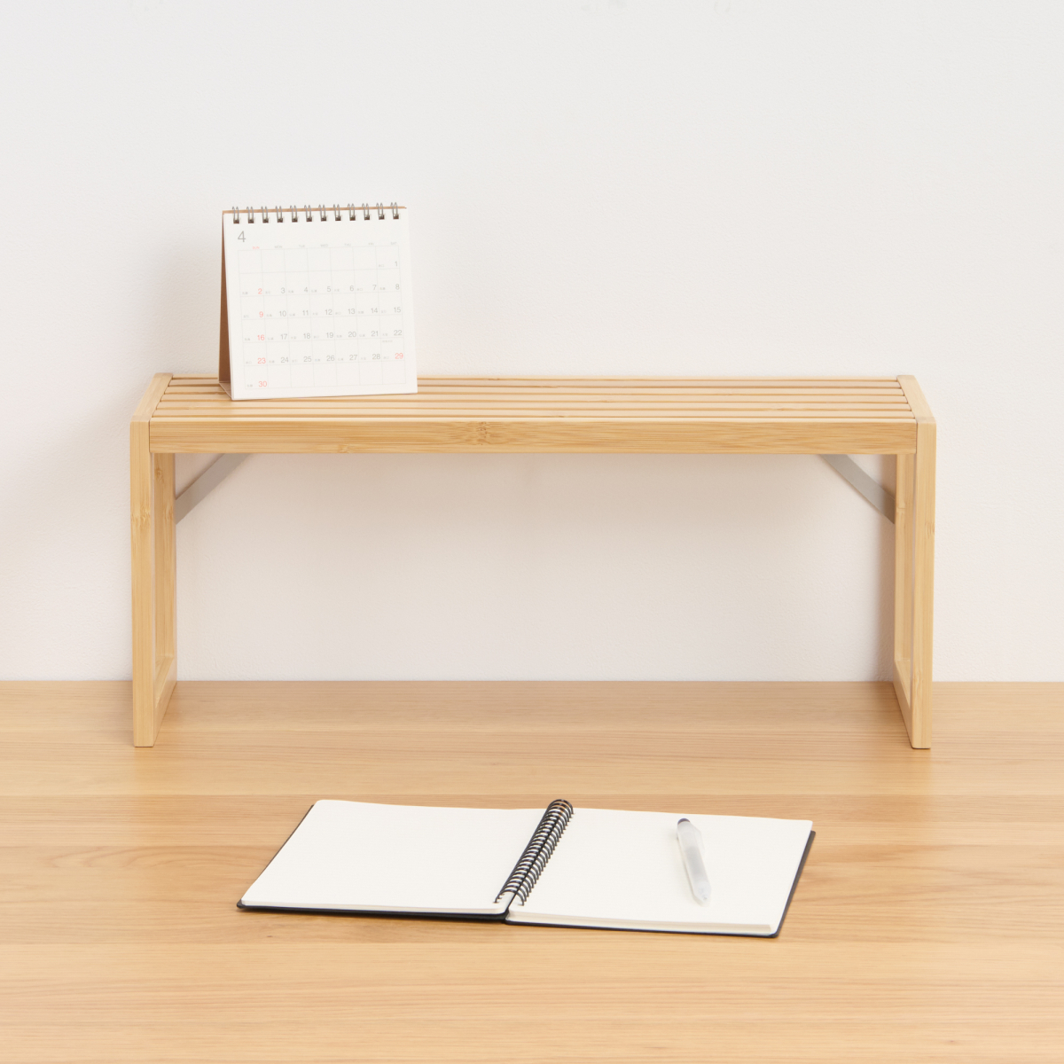 A] Wooden Desk Top Shelf