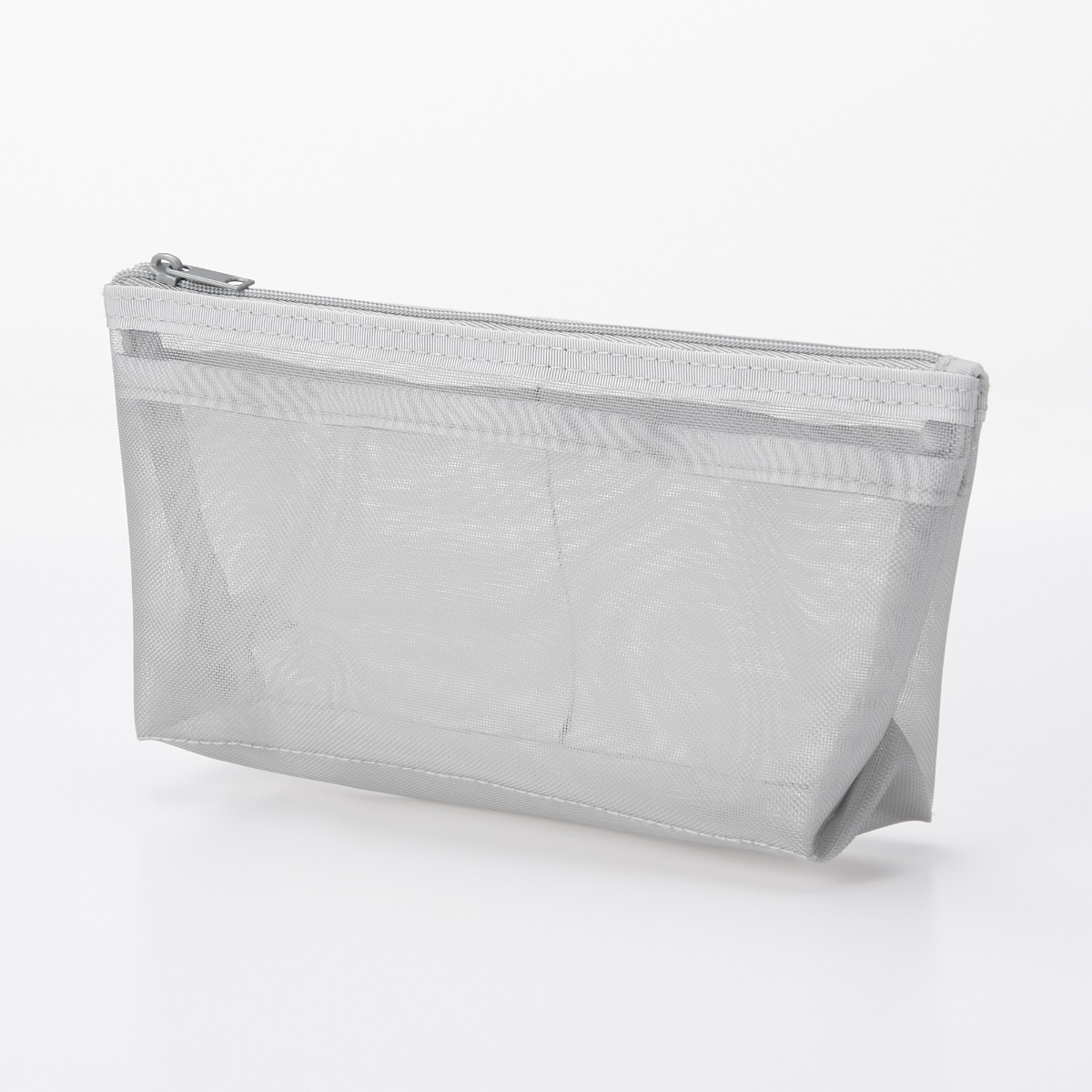 MUJI Nylon Mesh Pen Case With Gusset - Grey