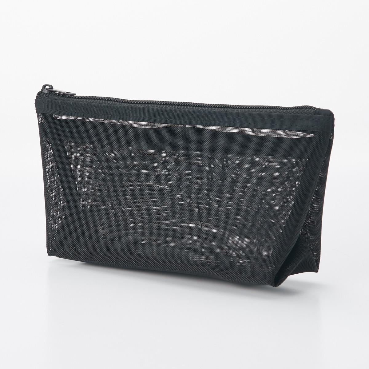 MUJI Nylon Mesh Pen Case With Gusset - Black