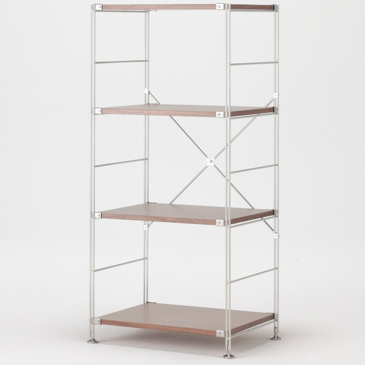 MUJI Kệ Gỗ Óc Chó Khung Inox - M