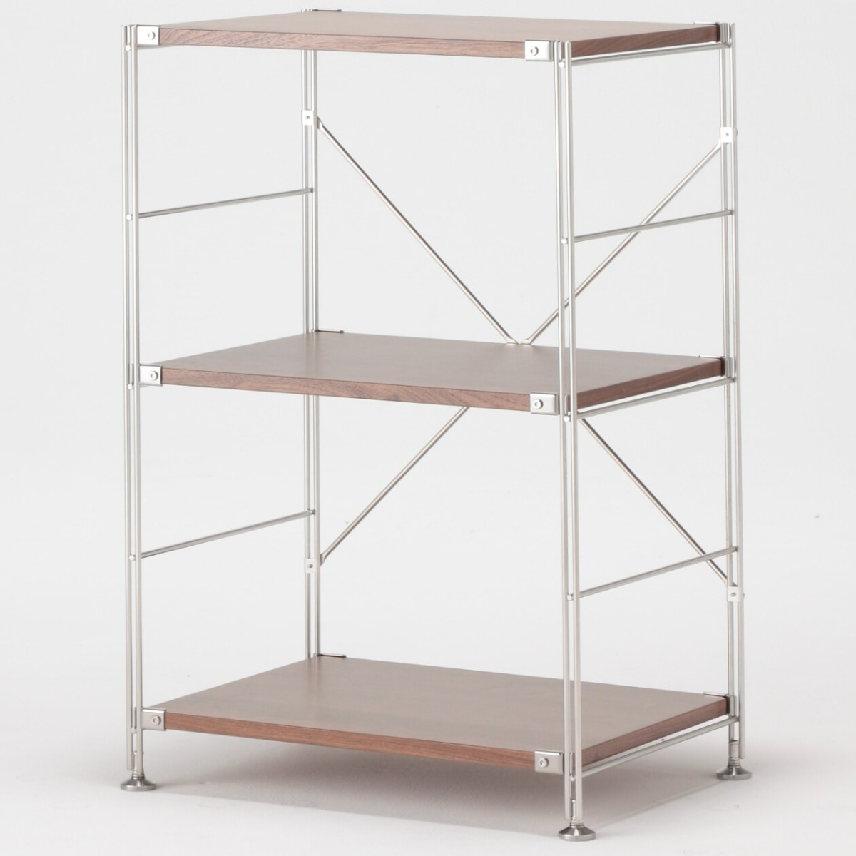 MUJI Kệ Gỗ Óc Chó Khung Inox - S