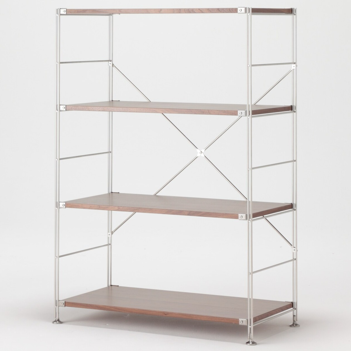 MUJI Kệ Gỗ Óc Chó Khung Inox - Rộng M