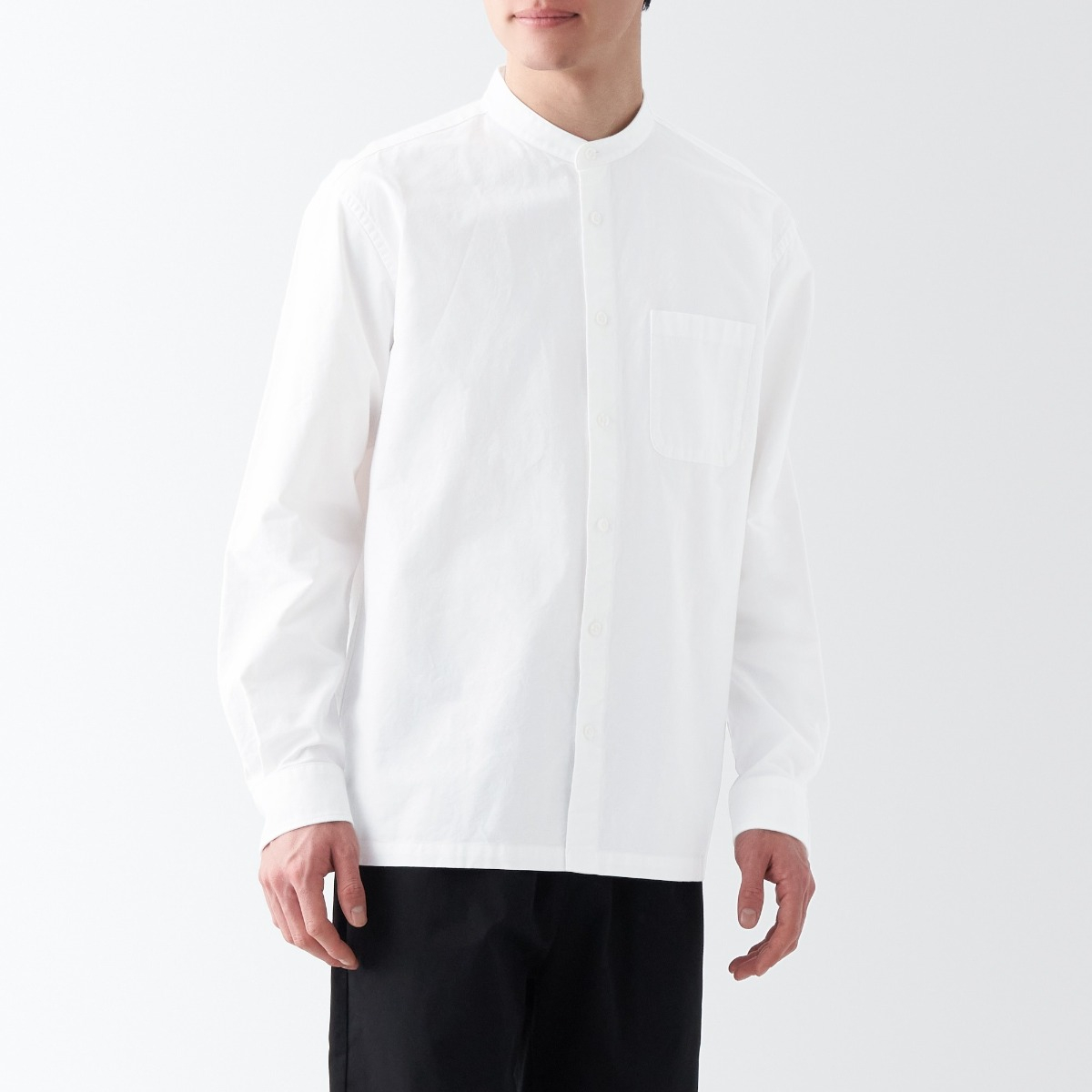 Áo Sơ Mi Vải Oxford Washed Cổ Trụ