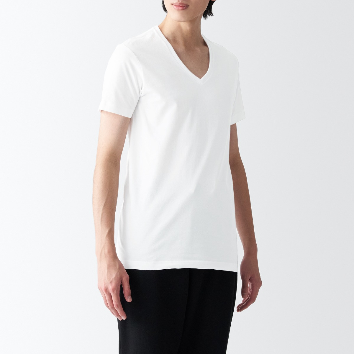 Áo Thun Cổ V Không Đường May Sườn Vải Jersey