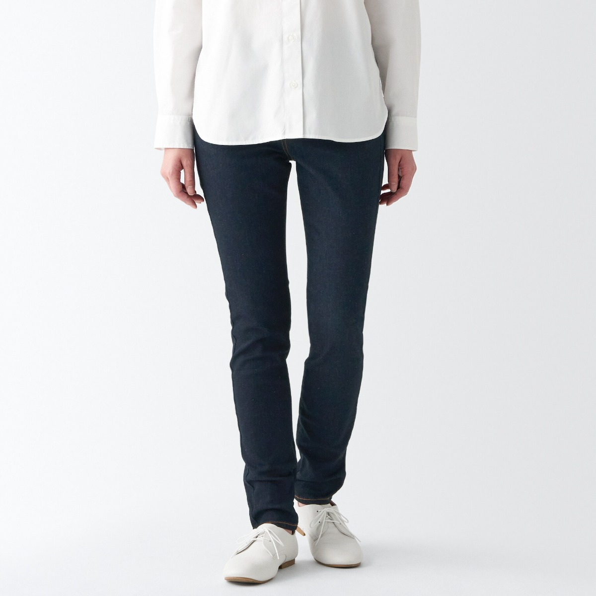 Quần Denim Skinny Siêu Co Giãn 75cm Xanh Đậm MUJI