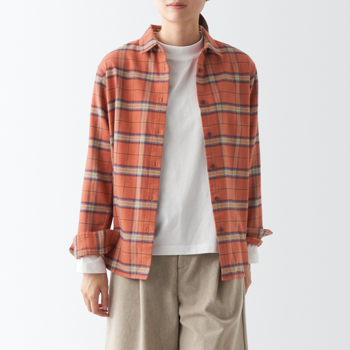 Áo Flannel Double-Brushed Cổ Thường Tay Dài