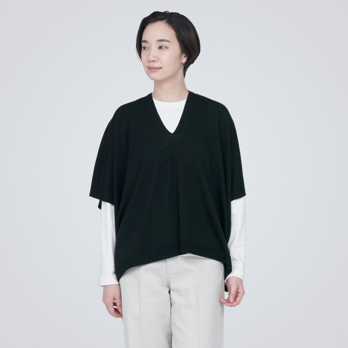 Áo Sweater Poncho Dệt Kim