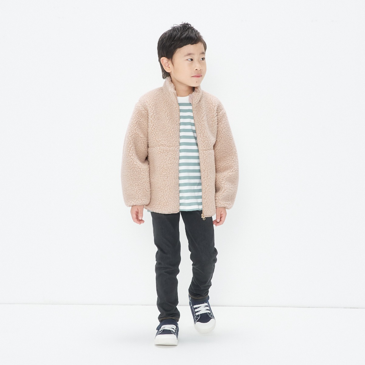 MUJI Áo Khoác Vải Giả Lông - Trẻ Em