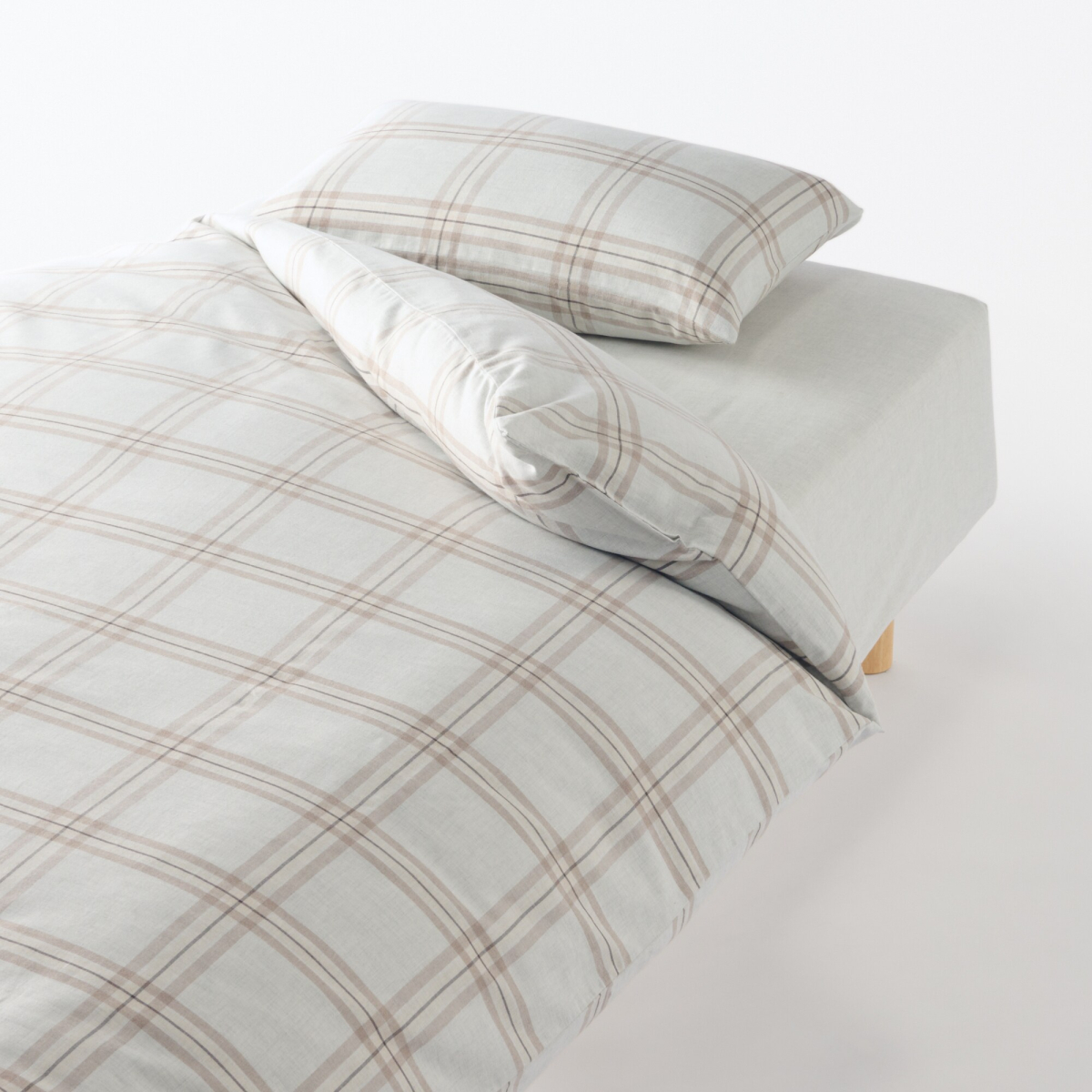 Vỏ Chăn Cotton Flannel - Q - Xám Nhạt Caro
