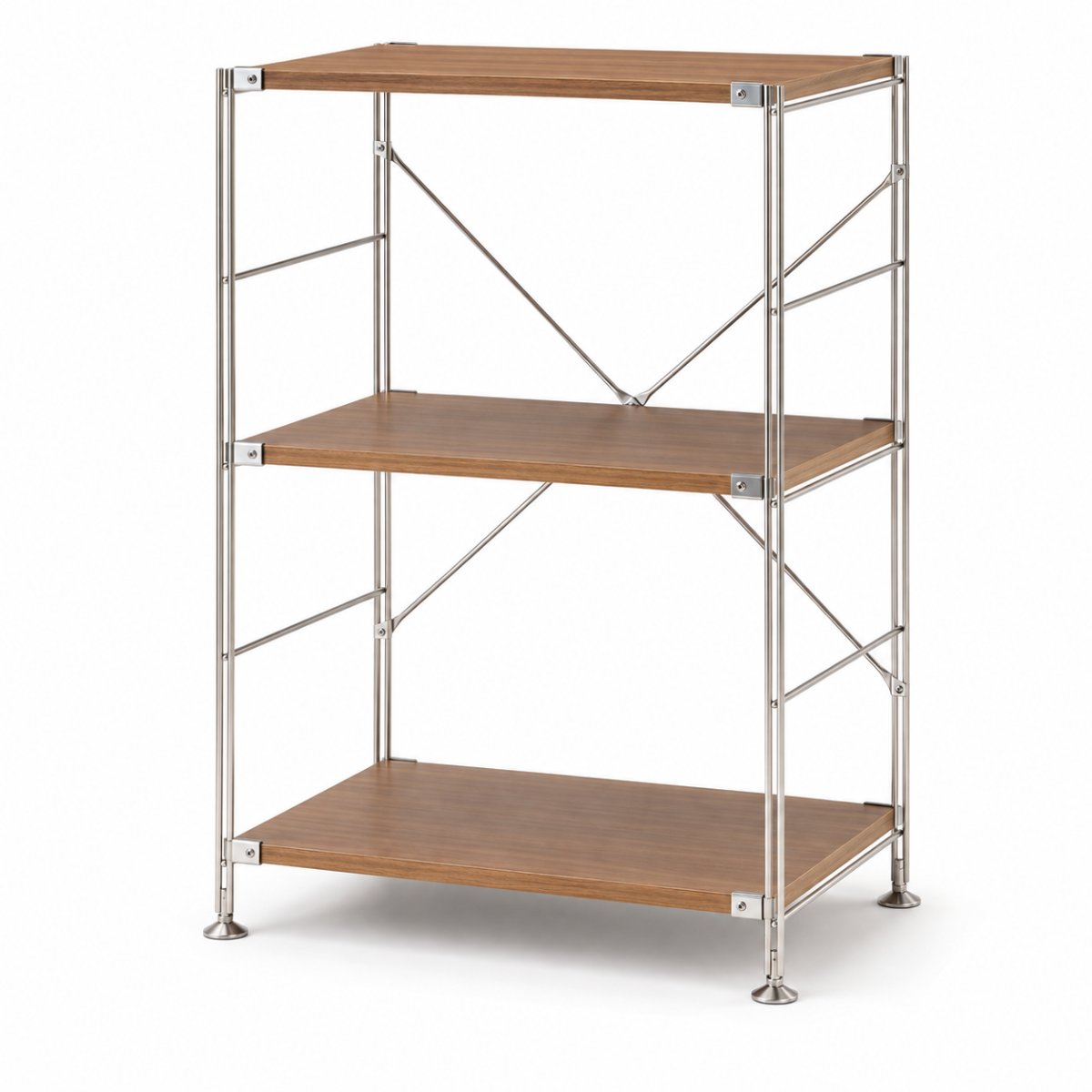 MUJI Kệ Gỗ Óc Chó Khung Inox - M
