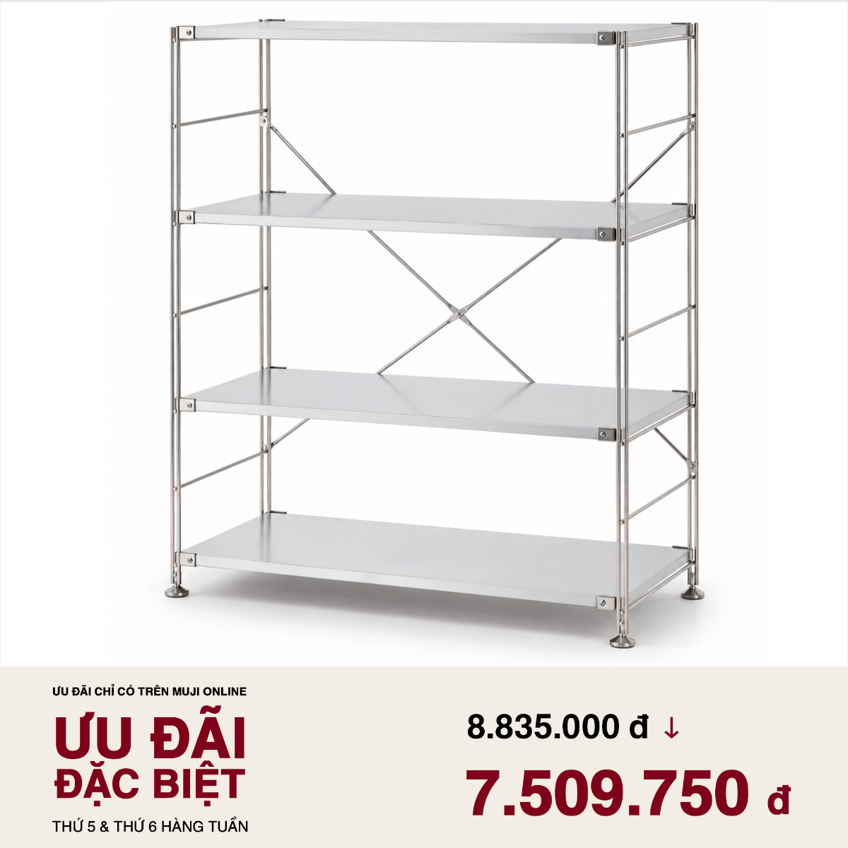 MUJI Kệ Thép Không Gỉ - Rộng - M
