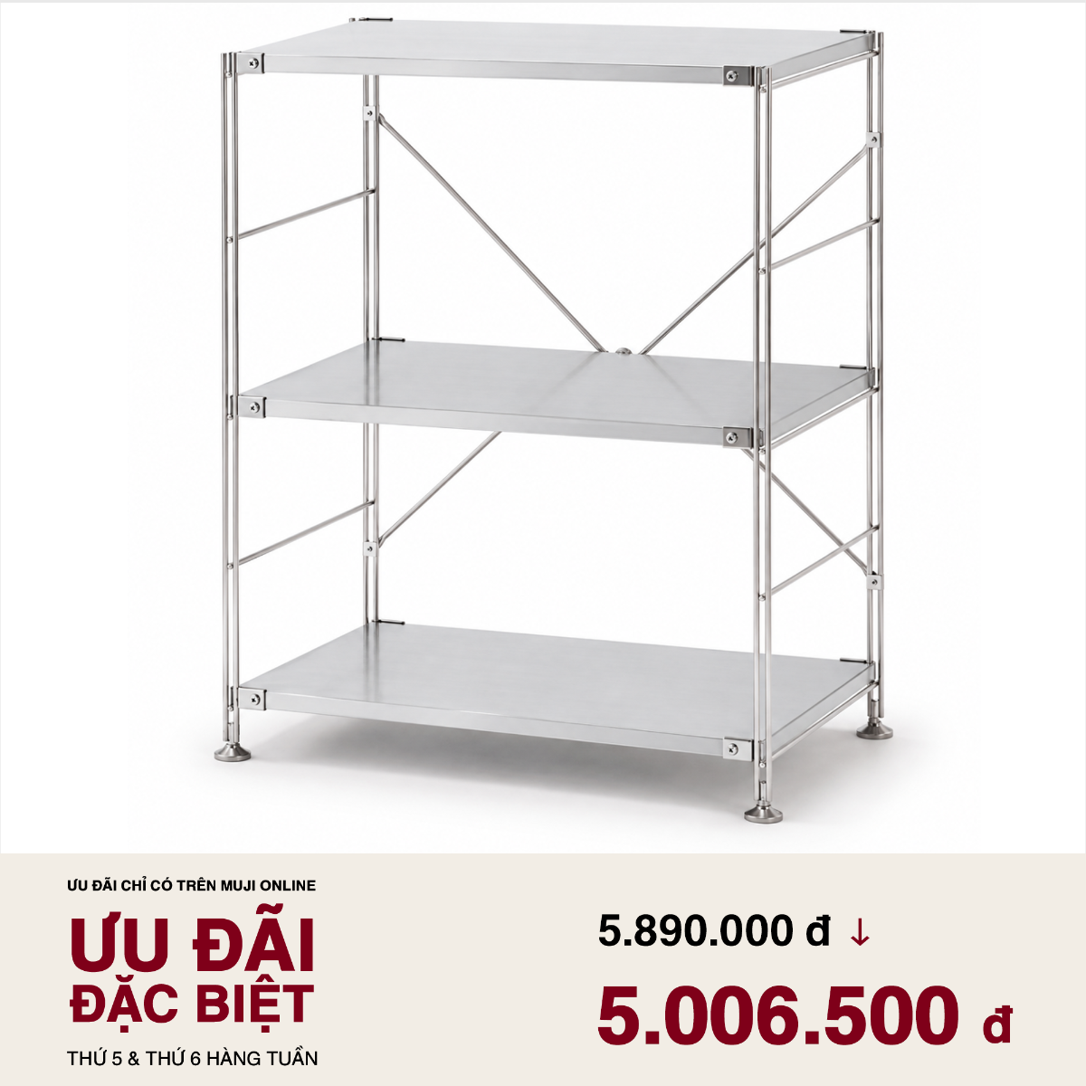 MUJI Kệ Thép Không Gỉ - S