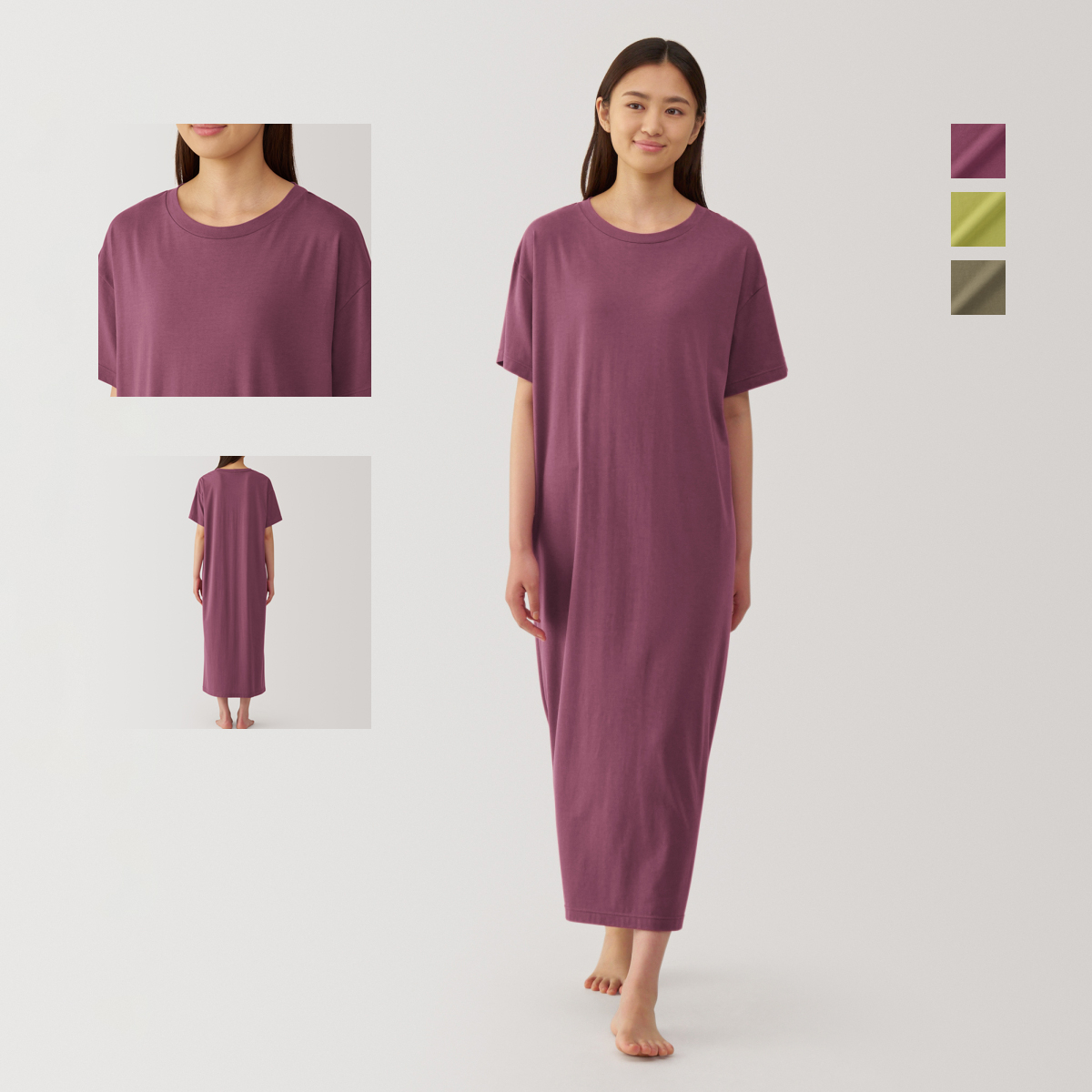 Đầm Ngắn Tay Vải Cotton Rayon